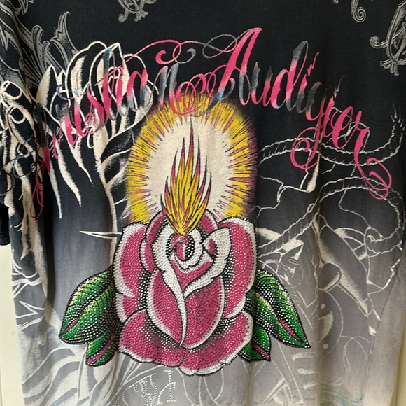 Bedazzled ed hardy by Christian audigier tshirt size M - Picture 2 of 8